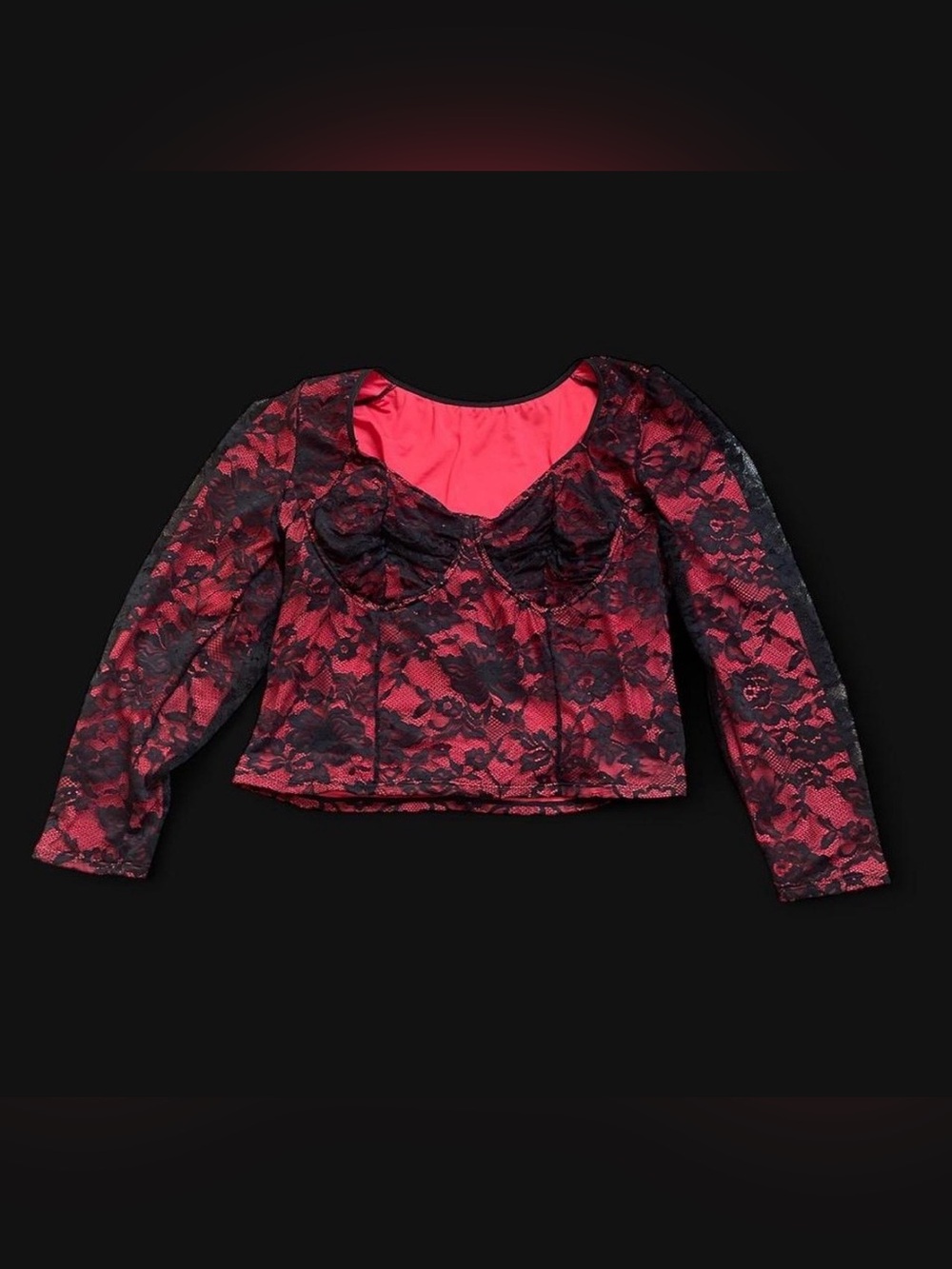 Red/black goth lace long sleeve top